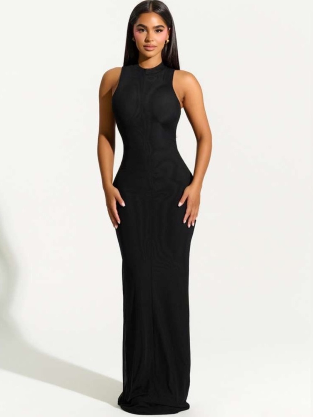 Naked wardrobe Black Mockneck Sleeveless Semi sheer Dress sz small